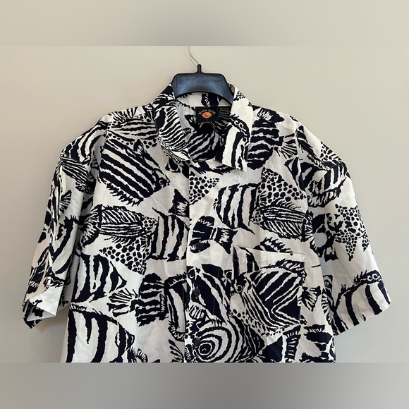 Beach Gear Vintage Cotton Short Sleeve Button Down Fish Shirt RARE, L - Picture 8 of 8